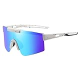UAVAUI Fahrradbrille, polarisierte Sport-Sonnenbrille für Damen und Herren, UV400-Schutz, Sonnenbrille für Fahrrad, Motorrad, Fahren, Angeln, Wandern, Weiß/Blau, Einheitsgröße