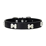 Katzenhalsband mit Metallschnalle PU Leder Haustierhalsband Verstellbares Hundehalsband Haustierzubehör Haustierhalsbänder für Haustiere Katzen Kitten Kleine Mittelgroße Hunde,Schwarz,S