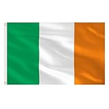 AhfuLife Irland Flagge 150 x 90 cm, 1 Stück Große Irische St Patricks Day Flaggen Doppelseitig mit Messingösen für Eurovision Olympische St. Patrick's Day 2025 Garten Bar Zuhause Party Deko