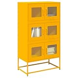 IBUQDDV Highboard Senfgelb 68x39x123 cm Stahl Schrank mit praktischem Stauraum für Essgeschirr und Haushaltssachen, robuste Konstruktion aus kaltgewalztem Stahl, Flexible
