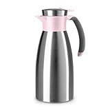 Emsa Soft Grip Isolierkanne, 1 Liter, Edelstahl, 12 Stunden heiß + 24 Stunden kalt, Auslaufsicher, Rutschfester Griff, Farbe Puderrosa, N4120300