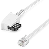 deleyCON 1m Telefonkabel TAE-F Stecker auf RJ11 Stecker Int. Norm 6P4C Flachkabel Analoge Endgeräte an TAE-F Telefondose Telefon Fax Modem Router Anrufbeantworter Weiß