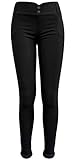 Jeans Leggings Damen Jeggings Stretchhose Winter Treggings Skinny (Schwarz, 44-46)