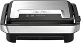 Tefal Inicio Compact 2-in-1 Kontakt- und Paninigrill, 1000 W, kompaktes Design, Edelstahlgehäuse, Saftauffangschale, antihaftbeschichtete Grillplatten, Edelstahl/Schwarz, GC270D10