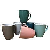 ZD Trading Kaffeebecher 6 Stück Bunt Tassen 200ml aus Keramik Pastell Kaffee Becher Tasse 6er Set