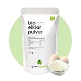 Bio Eiklar-Pulver, reines-Eiweiss-Protein aus Bio-Ei, zum Kochen, Backen und für Shakes, pasteurisiert, sprühgetrocknet, 175g, GreenOrganic