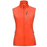 33,000ft Damen Leichte Laufweste Outdoor Softshell Weste Frau Ärmellose Jacke Winddichte Wasserdichte Atmungsaktive Vest Gilet für Laufen Golf Wandern Orange M