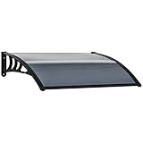 Outsunny Vordach für Haustür 100 x 75 cm Pultbogenvordach Überdachung aus Aluminium und Polycarbonat Pultvordach mit UV Schutz Haustürvordach für Balkon, Sonnenschutz, Regenschutz, Schwarz