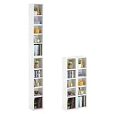 CD DVD Blueray Regal Chart in Weiß – Zweiteiliges Medienregal, Aufbewahrung, CD-Ständer mit 10 Fächern für bis zu 160 CDs, 20x187 cm (B x H)
