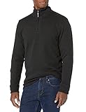 Amazon Essentials Herren Pullover mit Viertelreißverschluss, Französischer Rippstrick, Schwarz, XL
