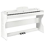 MUSTAR Digital Piano 88 Tasten, E Piano weiß, Elektrisches Klavier mit Klavierständer, 3 Pedale Adapter, 2 Kopfhöreranschluss, LCD-Bildschirm, USB/MIDI, Piano für Anfänger