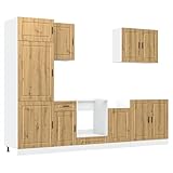HETFTJN Sideboard Wohnzimmer Küchenunterschrank Küchenbuffet Buffetschrank Vorratsschrank - 7-TLG. Küchenschrank-Set Kalmar Artisan-Eiche Holzwerkstoff für Wohnzimmer Küche Esszimmer Badezimmer