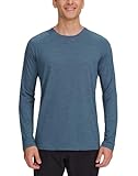 Pioneer Camp Langarmshirt Herren Schnelltrocknend Longsleeve Feuchtigkeitsableitend Rundhalsshirts Komfort Casual Base Layer Tops(Adriatic Blue;L)