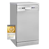 Exquisit Geschirrspüler GSP9309-030E silber | Geschirrspüler 45 cm unterbaufähig und freistehend | 9 Maßgedecke | LED | Spülmaschine 45 cm freistehend