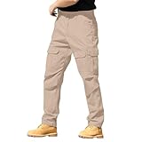 PODOLIXIA Cargohose Herren Lang Outdoor Hosen für Herren Cargo Hosen Utility-Taschen Outdoorhose Arbeitshosen Männer Taktische Hose mit Gummizug Leisure Sporthose für Reisen Trekking Angeln
