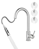 Küchenarmatur, Hochdruck Wasserhahn Küche Ausziehbar, Mischbatterie Küche mit küchenarmaturen, 360°-drehbare Wasserhahn küche, Edelstahl-Armatur Küche(Edelstahl Gebürstet)