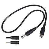 jdstty USBC auf DC 5,5 x 2,1 mm Konverter 9 V 12 V 15 V 20 V USB-Ladekabel + 2 DC-Stecker für WLAN-Router LED-Licht