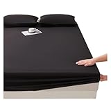 Bettschutz unterlage wasserdicht Elastische Spannbettlaken Wasserdicht Paar Doppelbettlaken Bettwäsche Matratzenschoner(Black,Full)