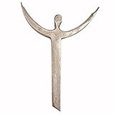 Herzmensch Kleines Kreuz aus Silberbronze 10 x 14,5 cm zum Aufhängen Wandkreuz als Kommunionkreuz Hauskreuz Kommunionkreuz