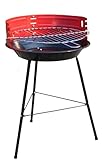 Standgrill 40x50x30cm in Rot Schwarz für Holzkohle, Barbecue Grill für den Garten Balkon Terrasse und Festivals