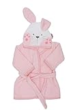 Ti TIN | Kinderbademantel mit Kapuze | Babybademantel von 6 bis 9 Monate, 100% Baumwolle in grau, weich und saugfähig, im rosaen Hasenohr-Design