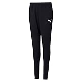 PUMA Unisex Kinder Teamrise Poly Training Pants Jogginghose, Black White, 176 EU