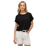 Superdry Damen Locker geschnittenes Studios T-Shirt Schwarz 46