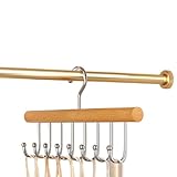 Whakano 3 Stück Multifunktional Bügel aus Holz 360 Grad,Kleiderbügel mit 8 Haken,Kleiderschrank,Krawattenhalter,Gürtelhalter,PlatzsparendeAufbewahrung für Krawatten Gürtel Schals,28cmx17cm,Holzfarbe