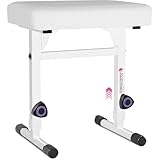 Liquid Stands Verstellbare Klavierbank Weiß - Musik Keyboardbank Sitz für digitale & elektrische Klaviere - Stilvolle Sitzgelegenheit, bequemes, stabiles, gepolstertes Kissen für Musiker Klavierhocker