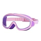 Generisch Schwimmbrille Kinder, Bequeme Profi Taucherbrille Kinder 3-16 Jahre Anti-Beschlag Wasserdichte, UV-Schutz, Auslaufen verstellbare Silikon-Schwimmbrille für Kinder, Mädchen, Jungen (Lila)