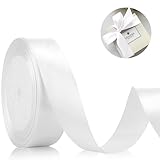 Geschenkband Satinband 22m, 20mm Breit Geschenkband, Weißes Schleifenband für Hochzeit, Bastelarbeiten und Geschenkverpackung Hochzeitsdekoration (Weiß)