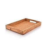 Samhita Serviertablett aus Akazienholz mit Griffen, Serviertablett aus Holz, Snacktablett, ideal für Frühstück, Couchtische (38,1 x 25,4 x 4,06 cm)