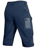 Moosehill 3/4 Kurze-Hosen-Herren-Cargo-Shorts-Bermuda Outdoor 6 Taschen Leichte Wasserdicht Cargohose Wanderhose Arbeithose Männer Kurz MTB Fahrrad Sport Sommer Activewear-Shorts(Navy,L)