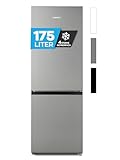 Heinrich´s Kühlgefrierkombination 175Liter, XXL, kühlschrank mit gefrierfach, Kühlvolumen 122L, Gefrierfach 53L,LED Innenraumbeleuchtung, leise 39dB,große Tiefkühlboxen, 7 Temperaturstufen,inox