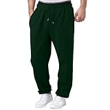 Herren-Sweatpants, Baggy-Style, Gerades Bein, Elastischer Bund, Kordelzug, Weites Bein, Taschen, Lockere Sporthose (Dunkelgrün,M)