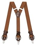 Kohentact Hosenträger Herren mit Clip- und Knopfbefestigung, inklusive 6 Knöpfe, 3,5 cm Breite Y-Form für Körpergrößen bis 200 cm Suspenders for Men 1 (Braun)