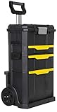 STANLEY Tools Rollende Werkstatt (77,8 x 48,8 x 34,8 cm, 2-in-1, modular aufgebaut, drei entnehmbare Werkzeugboxen mit Schnellverschluss, Teleskopgriff aus Aluminium) STST1-70344