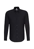 Seidensticker Herren Hemd Slim Fit Bügelfrei Kent Langarm Business Shirt, Schwarz, 42