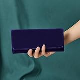 Cleminsta Reise Schmuck Organizer, Reise Schmuckrollen Faltbare Schmuck Organizer Tasche Tragbare Schmuckaufbewahrung aus Veloursleder für Ringe, Halsketten, Ohrringe, Armbänder, Uhren, Broschen, Blau