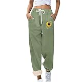 Damen Laufhose, Jogginghose, Sport, Sweathose, Fleece-gefütterte Leggings, hohe Taille, Thermostrumpfhose, lässige Winterhose für Damen, Cargohose für Outdoor-Arbeit, Spazierengehen, grün, S