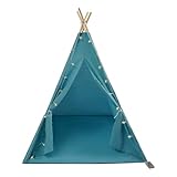 Tipi Zelt für Kinder, Kinderzelt mit Matte, Lichterkette, 120x120x140 cm Kinder Spielzelt für Mädchen und Jungen, Blau