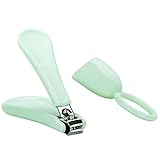 Clyhon Baby Nagelschere Nagelknipser für Baby/Kinder, Nagelpflege, breiter und ergonomischer Griff, speziell für Neugeborene, sicher und bequem (Zufällige rosa und grüne Haare)