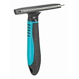 TRIXIE Langhaar-Striegel zur Pflege der Unterwolle - für diverse Felltypen - 2 cm Zinkenlänge - gummierter Kunststoffgriff - 10 x 15 cm - schwarz/blau - 23782