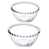 LABRIMP 2Stücke Transparente Kubilose Glasschalen für Obst und Salat Praktische Dessertschalen Kleiner und Mittlerer für Snacks und
