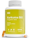 Bio-Kurkuma mit Schwarzer Pfeffer und Ingwer | 300 Kapseln | Hochdosiert | Laborgeprüft | 1400 mg | Curcumin + Piperin mit hoher Bioverfügbarkeit | XXL-Vorrat | Gelenkkomfort & Verdauung