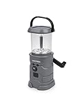 EASYmaxx Solarlampe mit Radio | Notfall Radio & Laterne mit Kurbel | LED Taschenlampe ideal für Outdoor Camping & Survival Prepper | Wiederaufladbar mit Solar, Kurbel & USB [Grau]