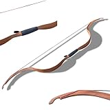 FQH Bogenschießen Recurve-Bogen Abnehmbare traditionelle Jagd Langbogen 20lb Für Erwachsene Anfänger Jagd Ziel Bogenschießen (Links und rechts) (Braun)