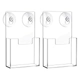 Prospekthalter-Ständer – Saugnapf-Wand-Acryl-Literaturständer | Transparentes Broschüren-Regal – für Literatur, Broschüren, Broschüren, Dokumente, Büro, Geschäft, Gewerbe, Wohnen