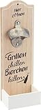 GILDE 1 x Wand-Flaschenöffner Metallöffner Kronkorkensammler Grillen, Chillen, Bierchen Killen Höhe 30 cm, Wanddeko, Wandobjekt (braun (Stückpreis), Holz