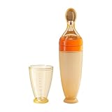 Silikon-Babylöffel – 6,3 x 21 cm, 10 ml, abgestufte Markierungen, Saugnapf, Tisch-Babylöffel | für Fruchtpüree, Brei, Wasser, Babylöffel und Mahlzeiten für Kleinkinder